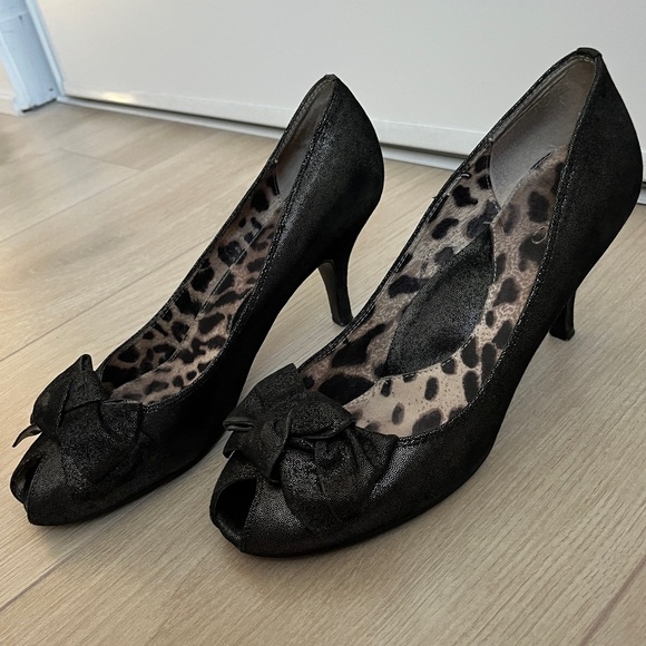 Shimmery black peep toe heels - Aldo size 40 - Picture 3 of 13